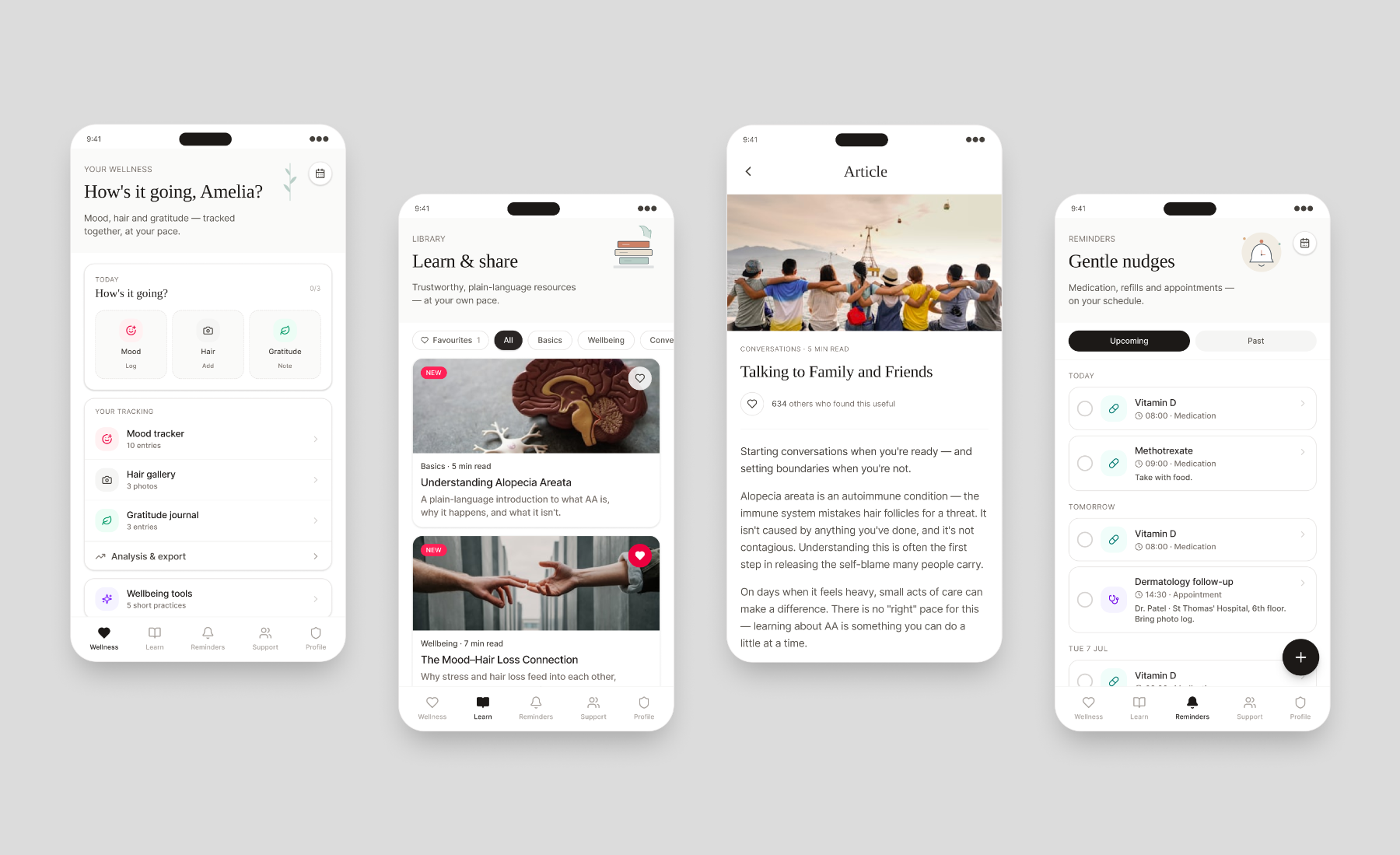 Digital companion app — whitelabeled mobile screens