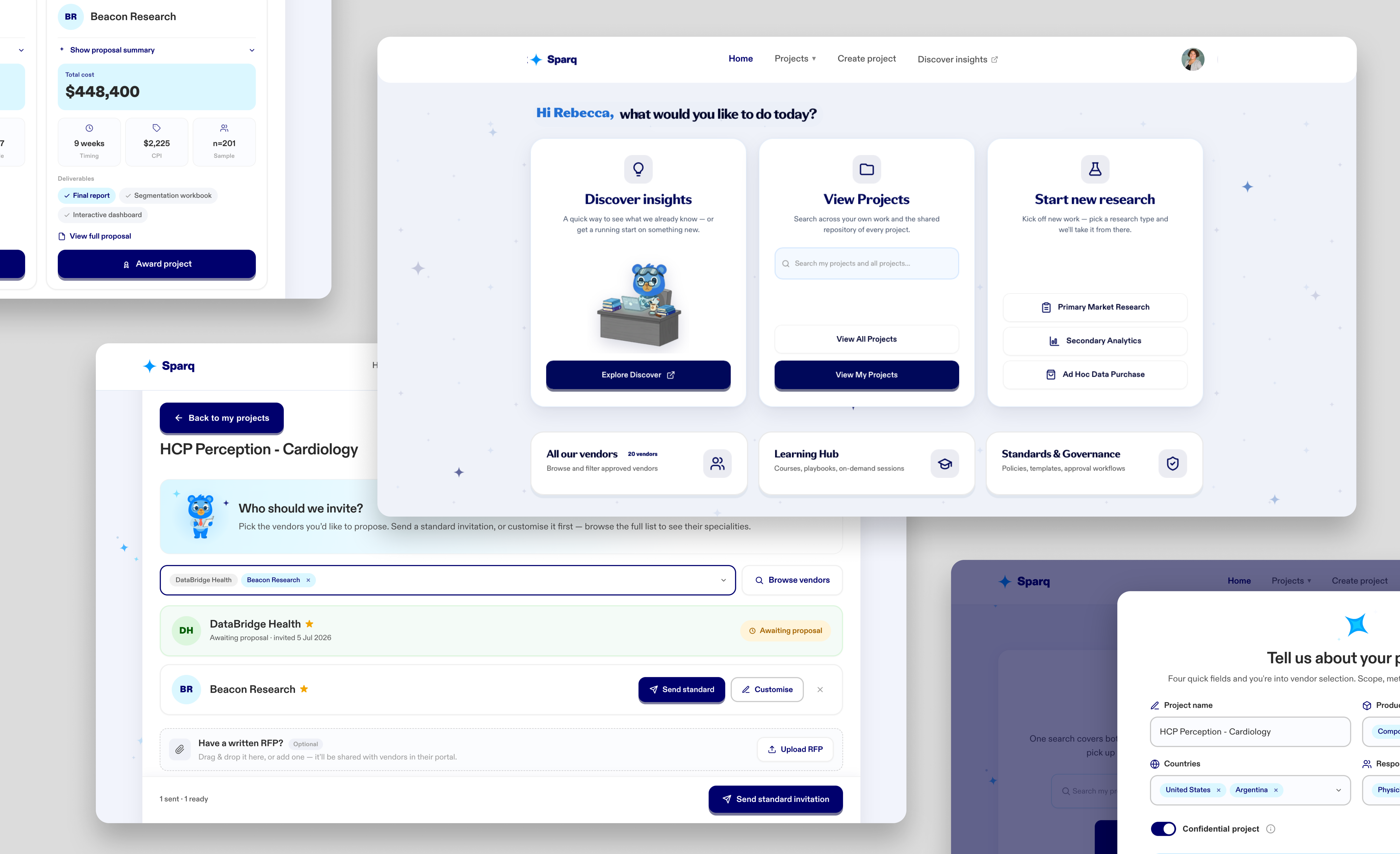 Sparq research operations platform — whitelabeled screens